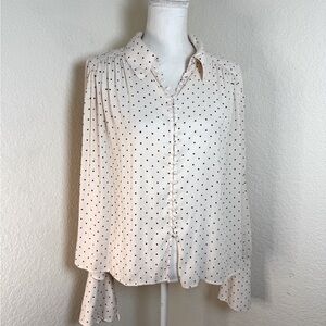 FREE PEOPLE Kennedy Blouse Size‎ Medium Pink Polka Dot Oversized Button Down